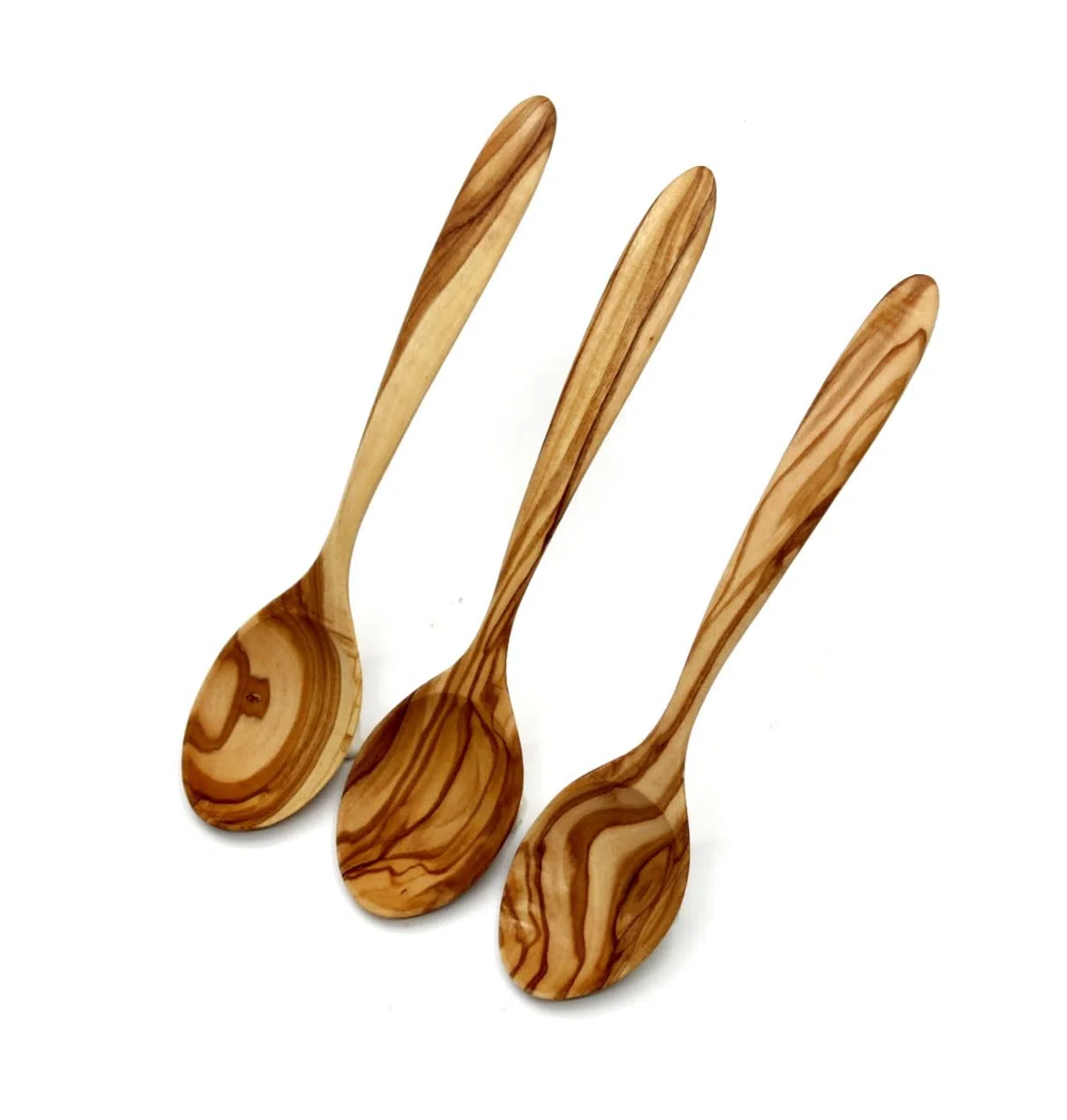 DAGDEG 3er Set Esslöffel aus Olivenholz – 20 cm – Handgefertigte Holzlöffel – Müslilöffel für Bowl, Frühstück, Dessert – Nachhaltiges Besteck aus Olivenholz