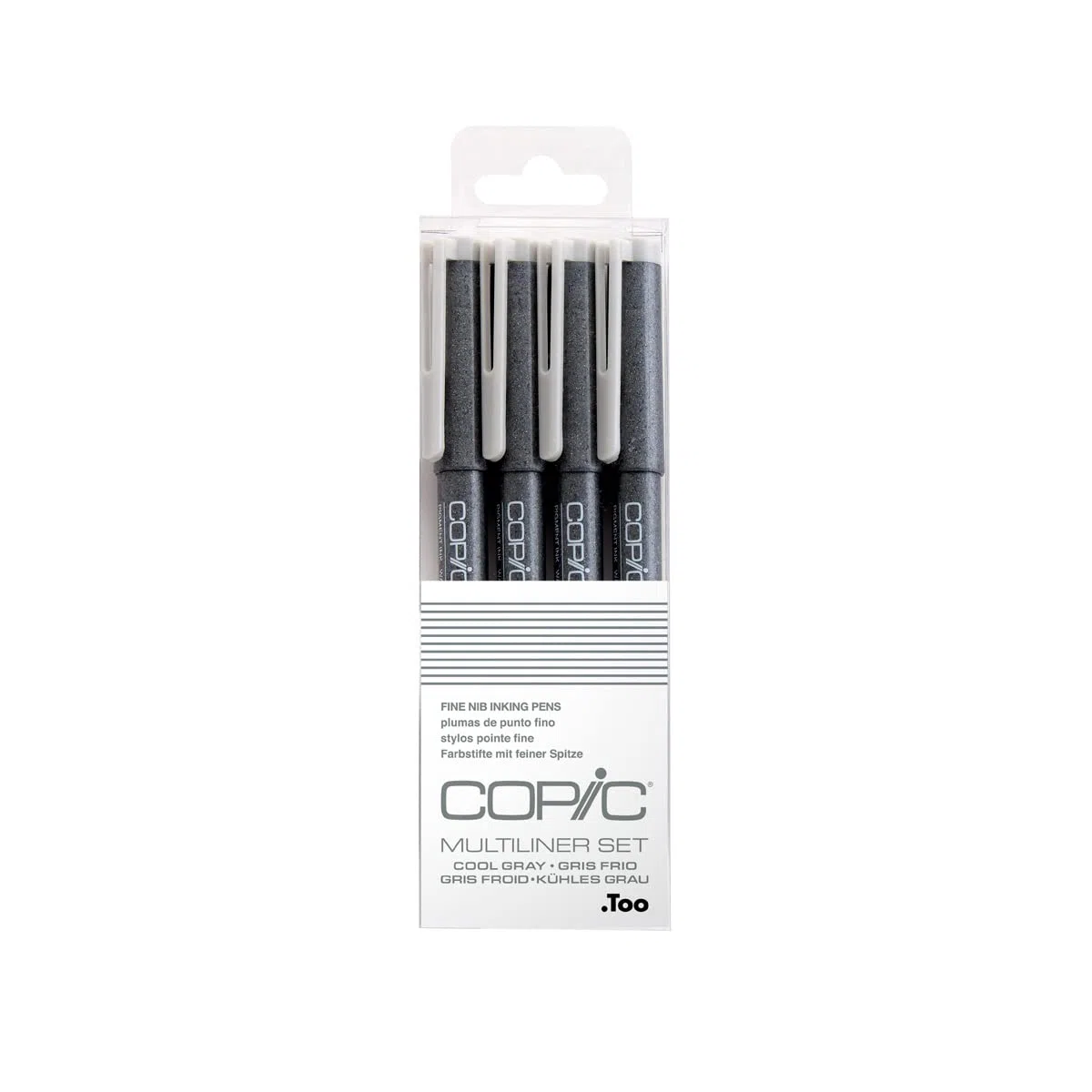 COPIC Multiliner Set, Cool Gray, 4 Fineliner in verschiedenen Strichstärken, Zeichen Stifte mit einer feinen Spitze und wasserbeständiger Pigmenttinte
