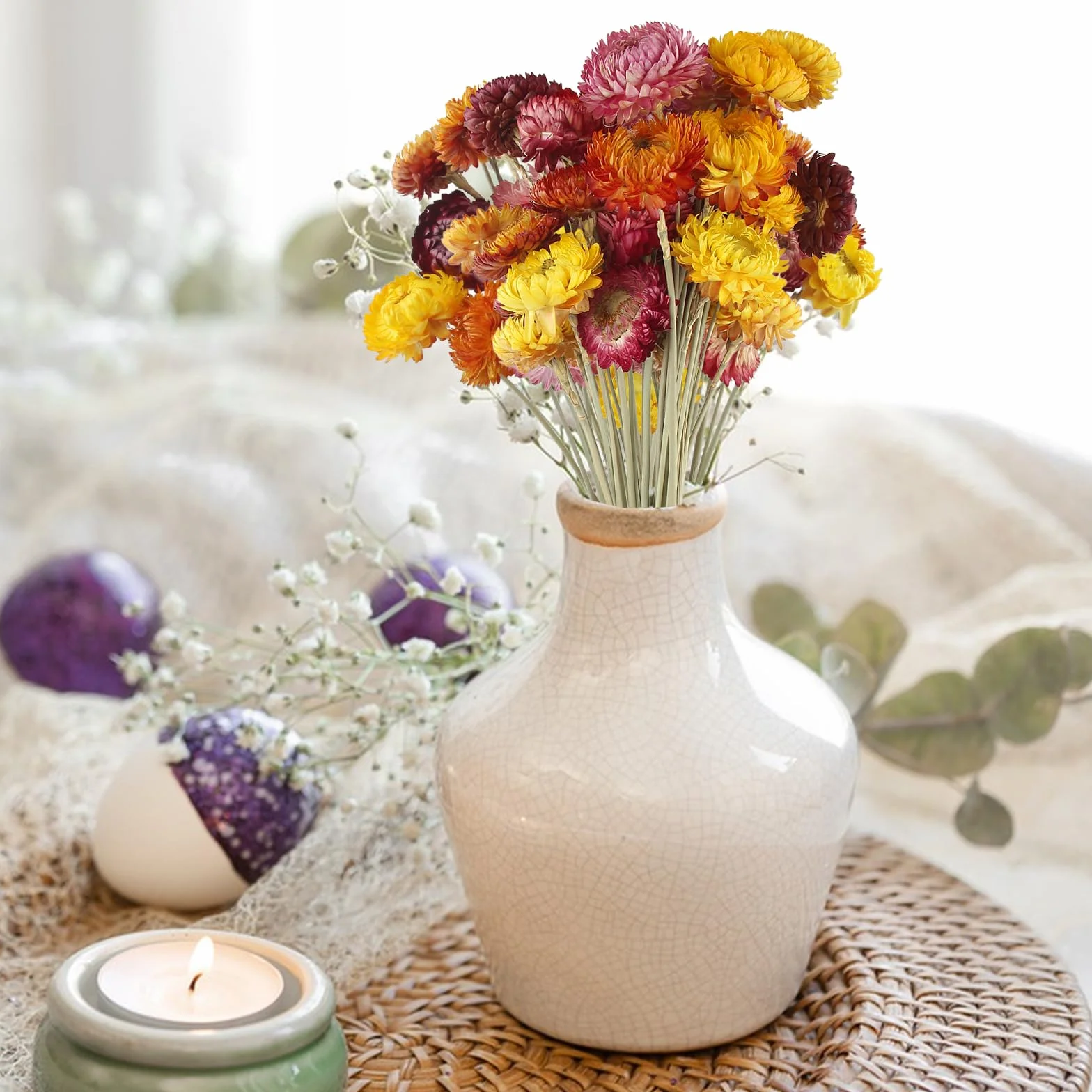 32 Stück Trockenblumen Trockenblumenstrauß Mehrfarbige Getrocknete Gänseblümchen Getrocknete Blumen Natur Trocken Pflanze für DIY Blumenarrangements Hochzeit Zuhause Tischvasendekoration