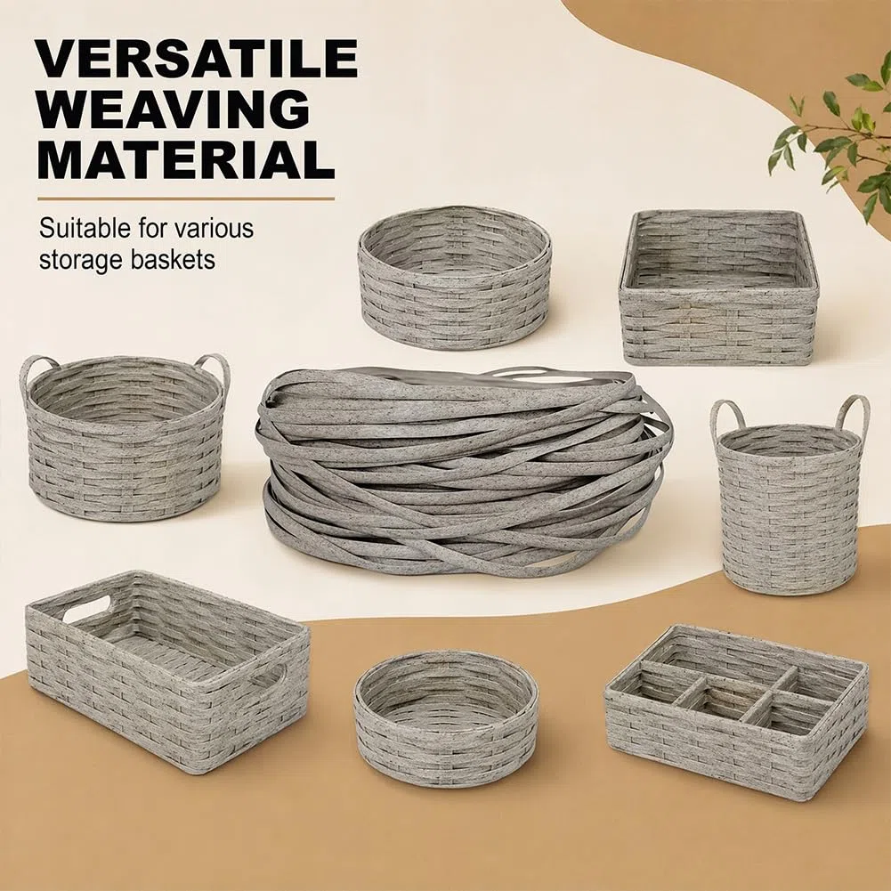 CEWROM 65m Kunststoff Gewebtes Rattan, Flach PE-Rattan, Langlebiges Korbgeflecht Reparaturmaterial, Webwerkzeug für Gartenmöbel, Terrassenmöbel, Bank, Stuhl, Tisch und Tischkorb (Leinen)