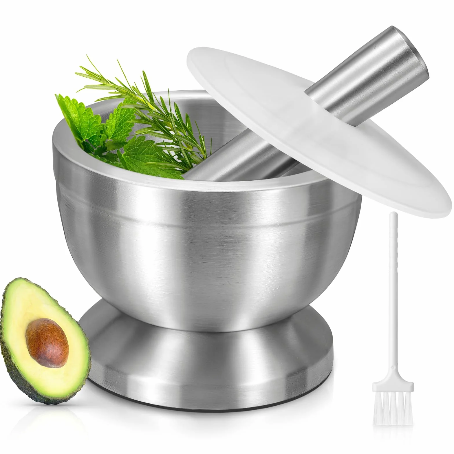 Sopito Mörser mit Stößel, 250ml Mörser mit Stößel Klein Edelstahl Lebensmittelecht Pestle and Mortar Stainless Steel, 10cm (3.9") Durchmesser