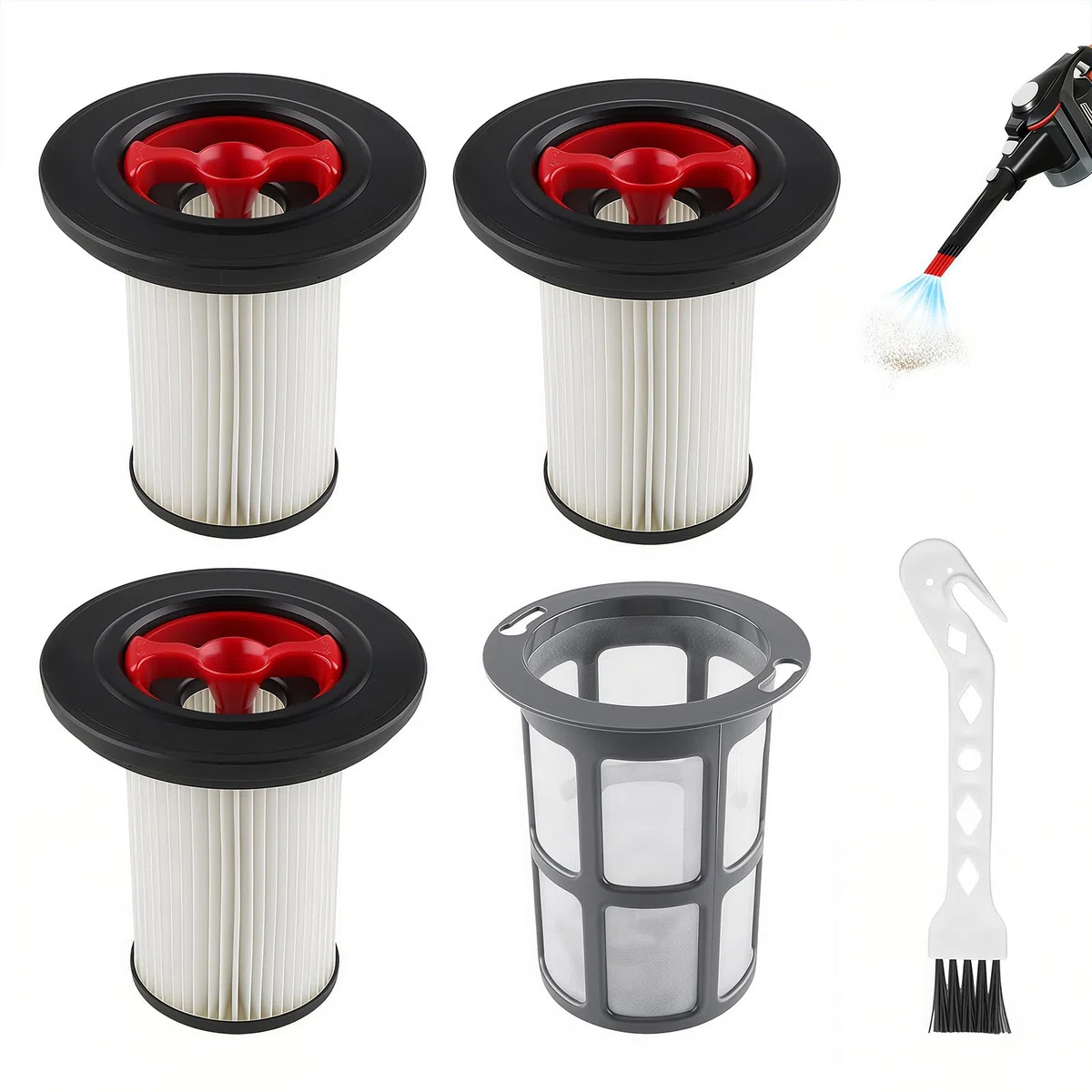 3 Stück Ersatzfilter kompatibel mit Bosch Unlimited Gen2 Serie 8 Staubsauger Set, HEPA Filter kompatibel mit Bosch 12036642,12023349, mit 1 Stück Filterabdeckung und 1 Reinigungsbürste