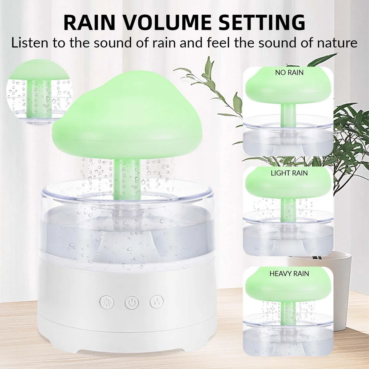 Regen Wolken Luftbefeuchter 400ML Wasser-Tropfpilz-Luftbefeuchter Mit 3 Modi Und 7 Farben, LED-Lichtern Schlafzimmer Regentropfen Luft luftbefeuchter Air Humidifier