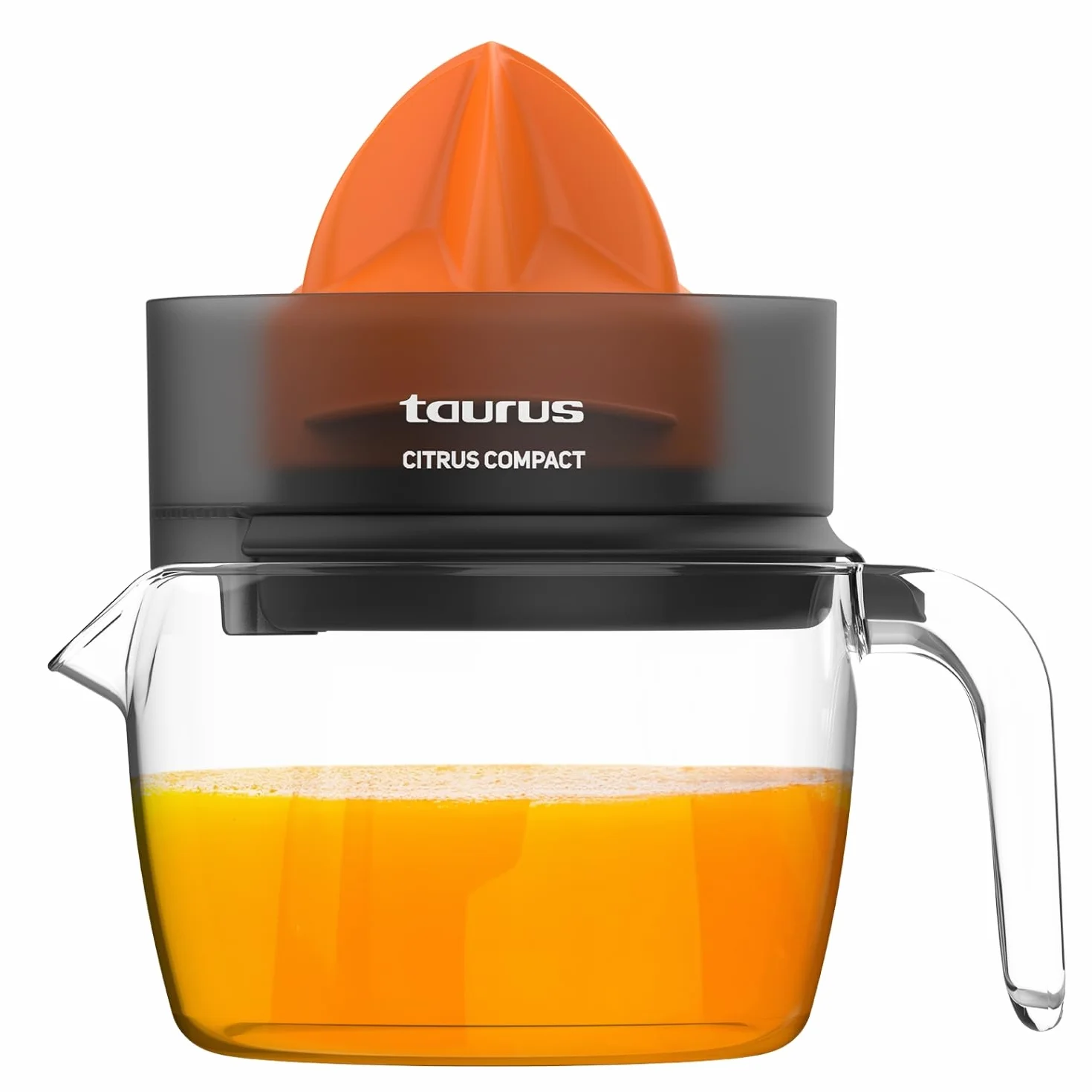 Taurus - Elektrische Zitruspresse Citrus Compact | Doppelte Rotationsrichtung | Extra großer Presskegel | Abnehmbar & spülmaschinenfest | Platzsparendes Design | BPA-frei | 800 ml