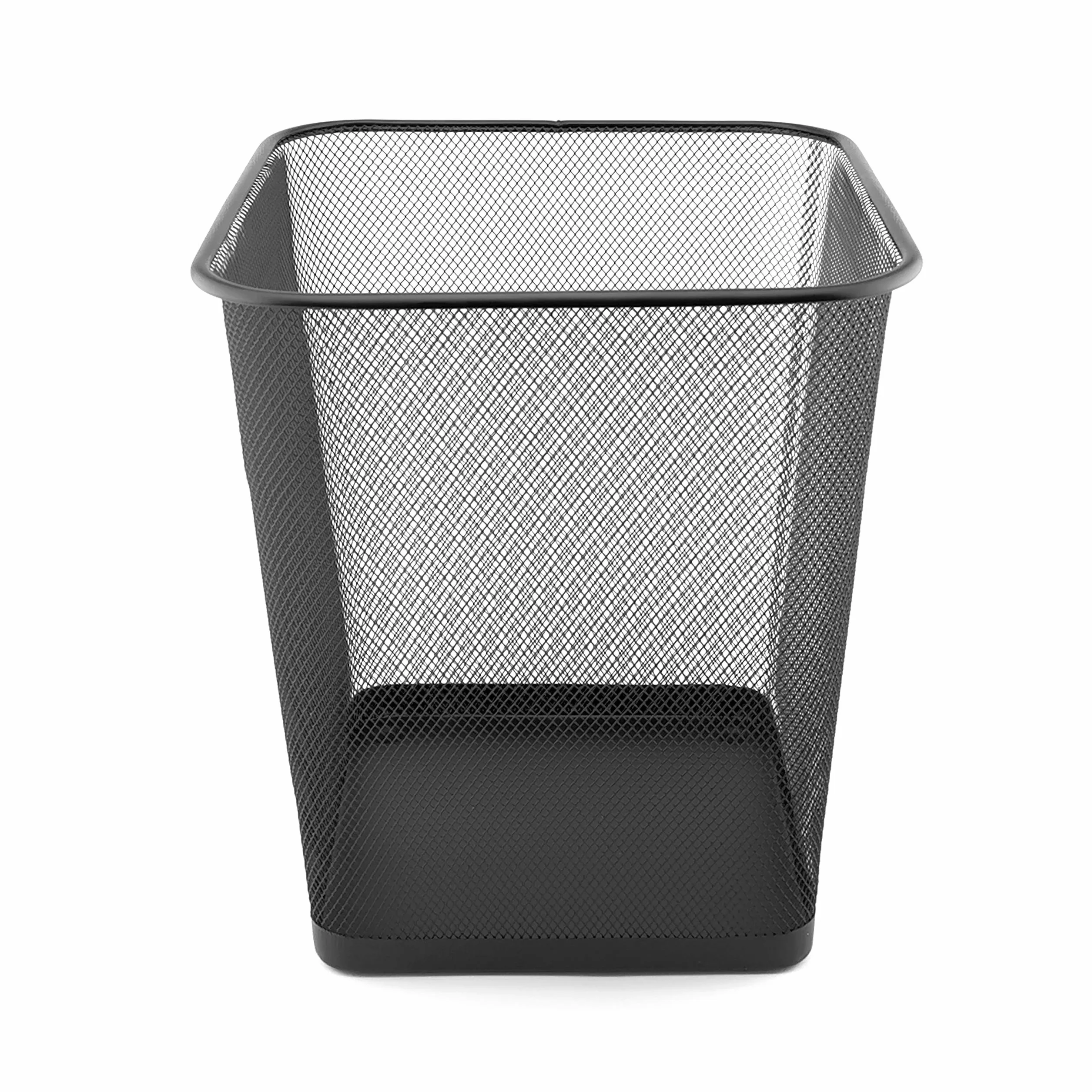 D.RECT Papierkorb Büro 18L - Abfalleimer, Papierkorb aus Drahtgeflecht Mülleimer, Papiereimer - Metall Büroeimer Mesh Eckig, Schwarz