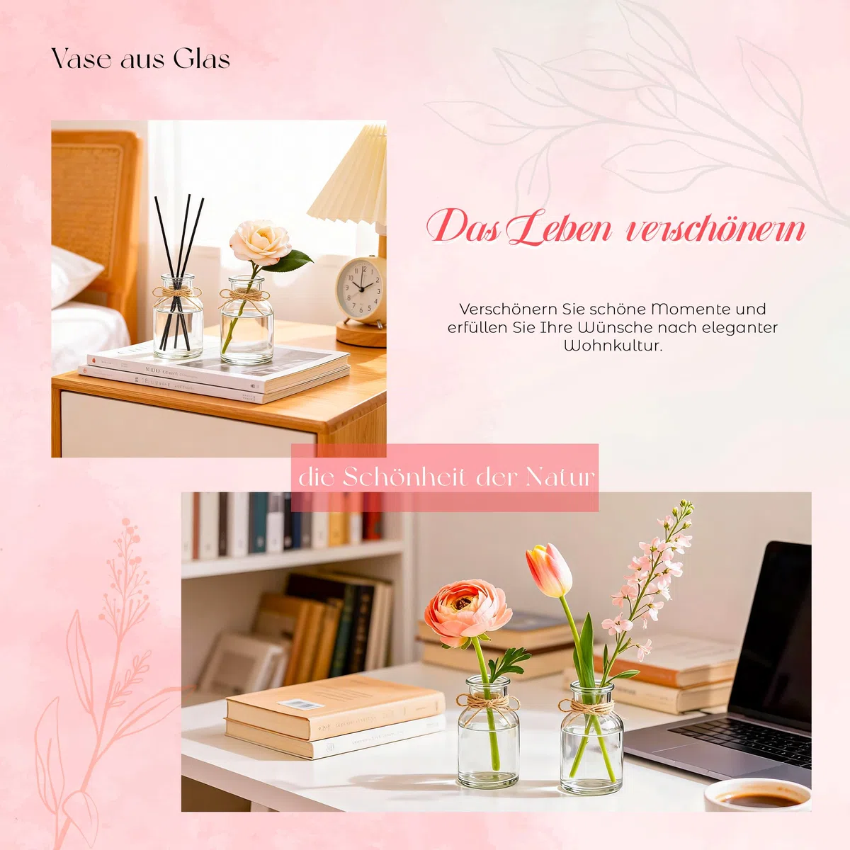 BTSD-home 12 Stück Blumenvase Kleine Vasen für Tischdeko 125ml Glasvase Ideal für Hochzeitsdeko Party Home Deko
