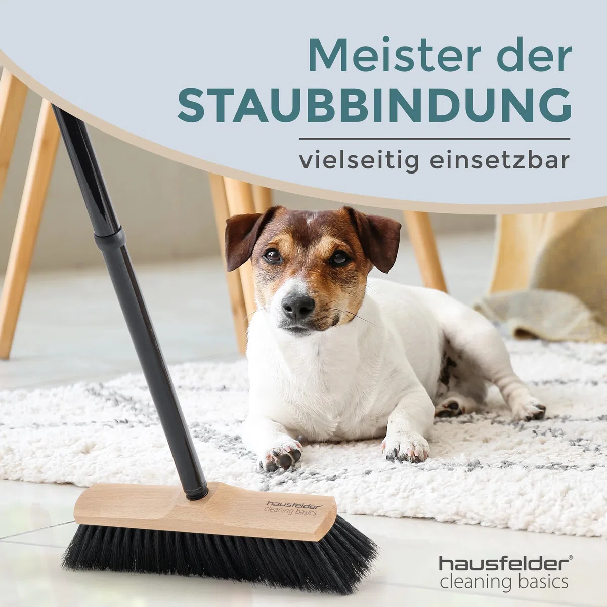 Hausfelder Innenbesen, 30cm Besen | Innenbesen mit Stiel & Besenstiel mit Gewinde, Hausbesen Küchenbesen Haushaltsbesen 30cm Holz