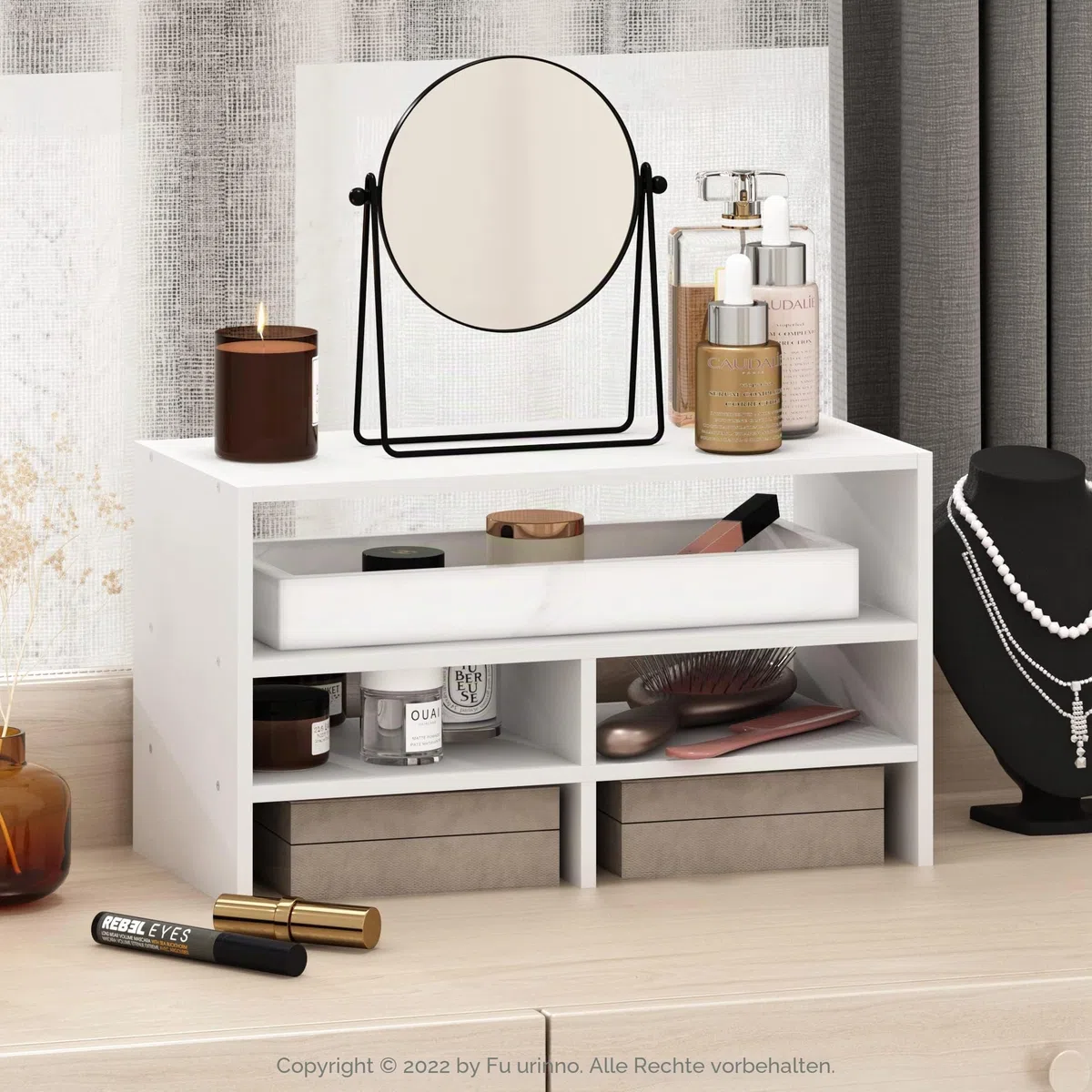 Furinno Hermite Schreibtisch-Organizer-Regal, Bücherregal, Weiß