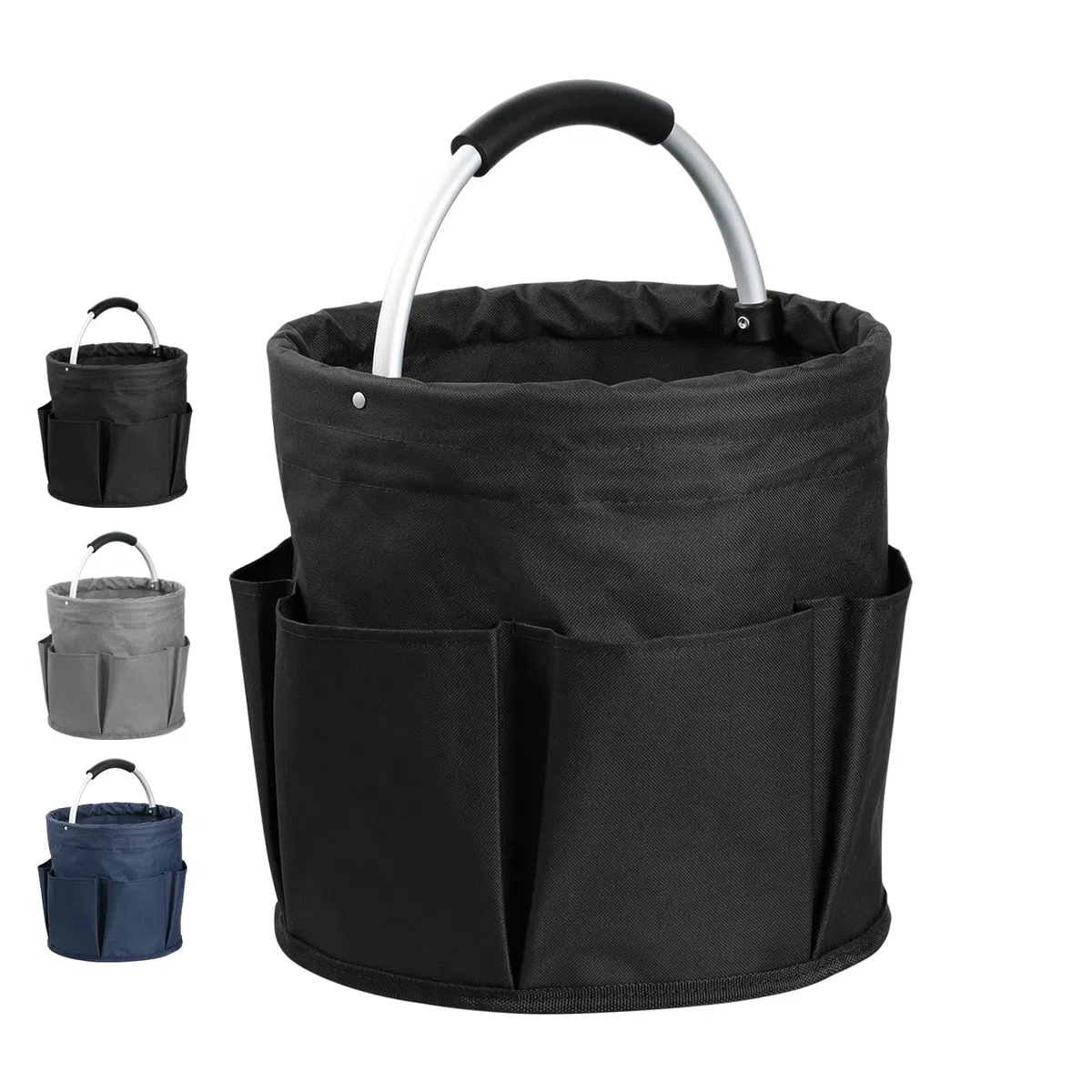 Organizer Putzmittel, Faltbare Universal Reinigungs-Caddy, Aufbewahrungskorb Mit Griff, Werkzeugkorb Tasche mit 6 Außentaschen für Indoor und Outdoor Organisation, Schwarz
