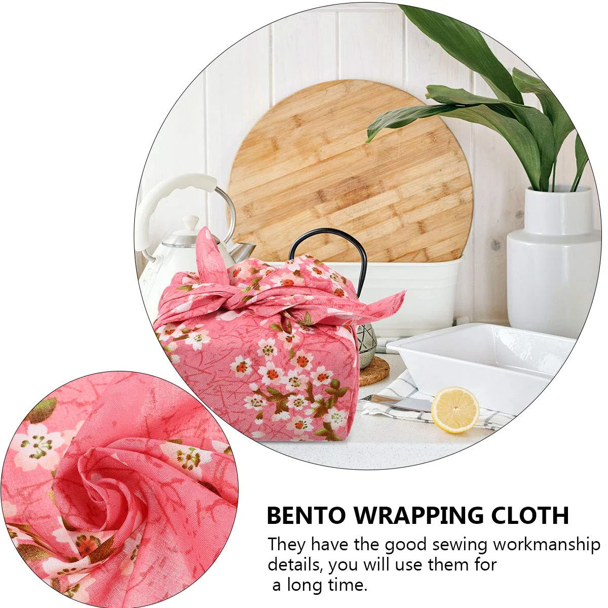 Bento-Geschenktuch, Furoshiki-Wickeltuch, Taschentuch, japanischer Stil, Bento-Lunch-Bandana, Abdeckung (Rosa)