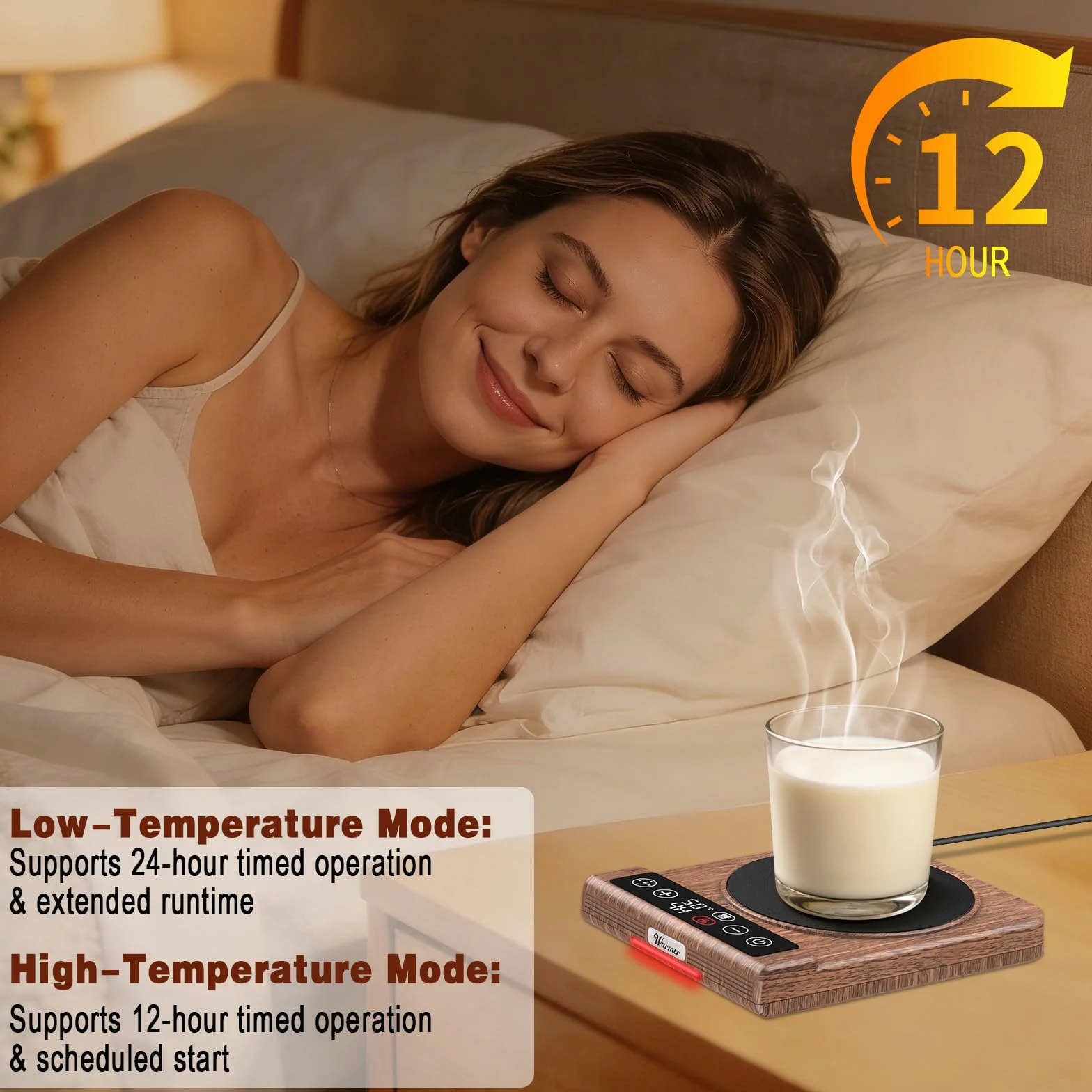 Sauerteigstarterwärmer, Tassenwärmer Zwei-in-einem, Wärmeplatte Präzise 1℃ Thermostat (Gärungsmodus: 21-38℃) und 5℃ Thermostat (Heizmodus: 40-80℃),mit 24-Stunden-Timer