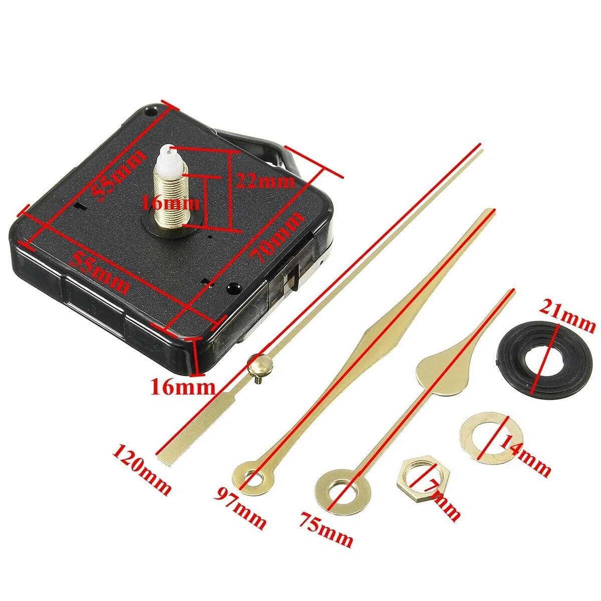 10 Set Lautlos Quarz Uhrwerk für Wanduhr mit Uhrzeigerset, DIY Quarz-Uhrwerk, Uhrwerke zum Selbsteinbau, Uhr Mechanismus Ersatz Zubehör zum Basteln/Reparieren, DIY Uhr Kit