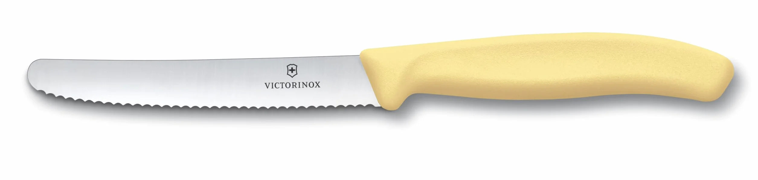 Victorinox Swiss Classic Frühstücksmesser, Brötchenmesser, Set 4teilig, Scharfe Klinge, Wellenschliff, 11 cm, Rostfreier Stahl, Pink, Orange und Gelb