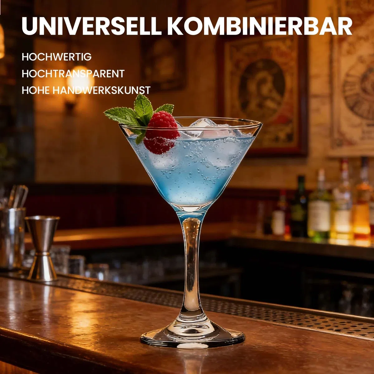 Klassisches Martini Glas Set von 6,110ml Cocktail Gläser Hochwertiger Bleifreier Kristall für Martini Cocktails Mischte Getränke