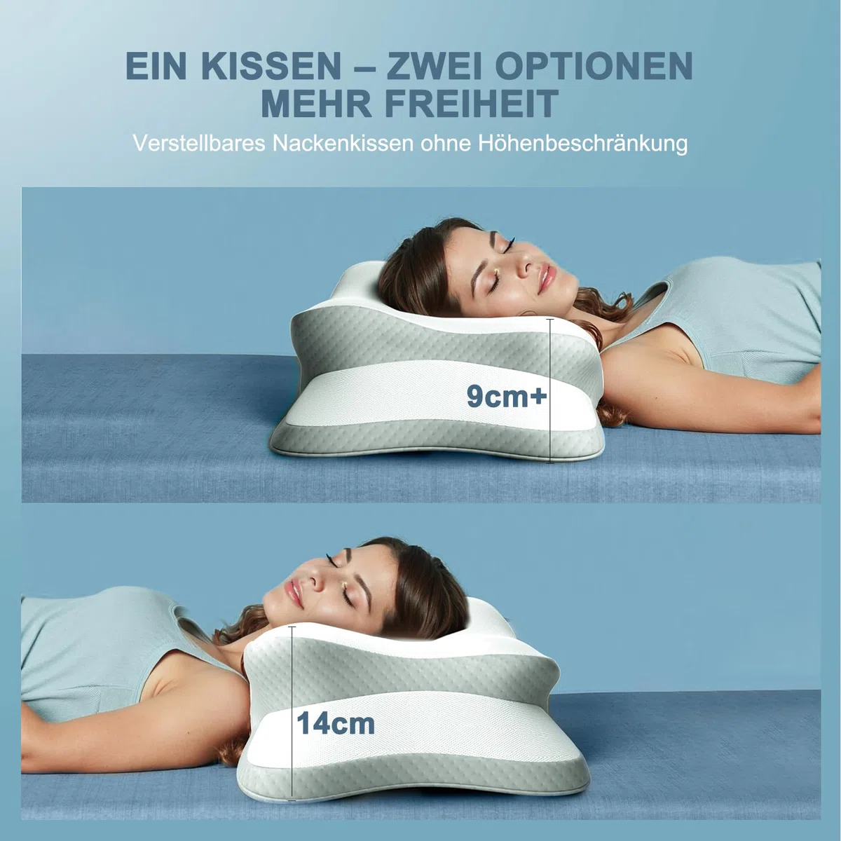 Nackenkissen Kopfkissen, Memory Foam Kissen. Nackenstützkissen, Ergonomisches Kopfkissen. Pillow Kissen für Seiten, Rücken & Bauchschläfer (1er Pack)