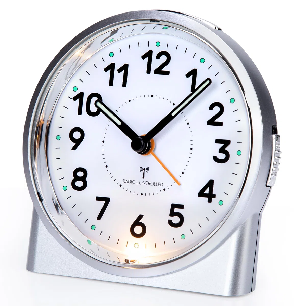 VIVILINEN Funkwecker Analog ohne Ticken mit Nachtlicht & Auto-DCF-Signal Analoger Wecker mit 5-Min Schlummer & Leuchtzeigern, 11.5cm Kompaktdesign