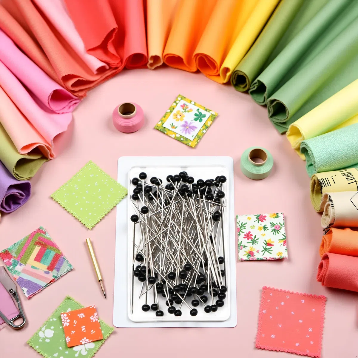 100 Stück schwarze Glaskopfnadeln zum Nähen, gerade Quilten, Schneidern, Schneidernadeln mit schwarzem Kugelkopf für Stoffschmuck, DIYnadeln und Nadelkissen