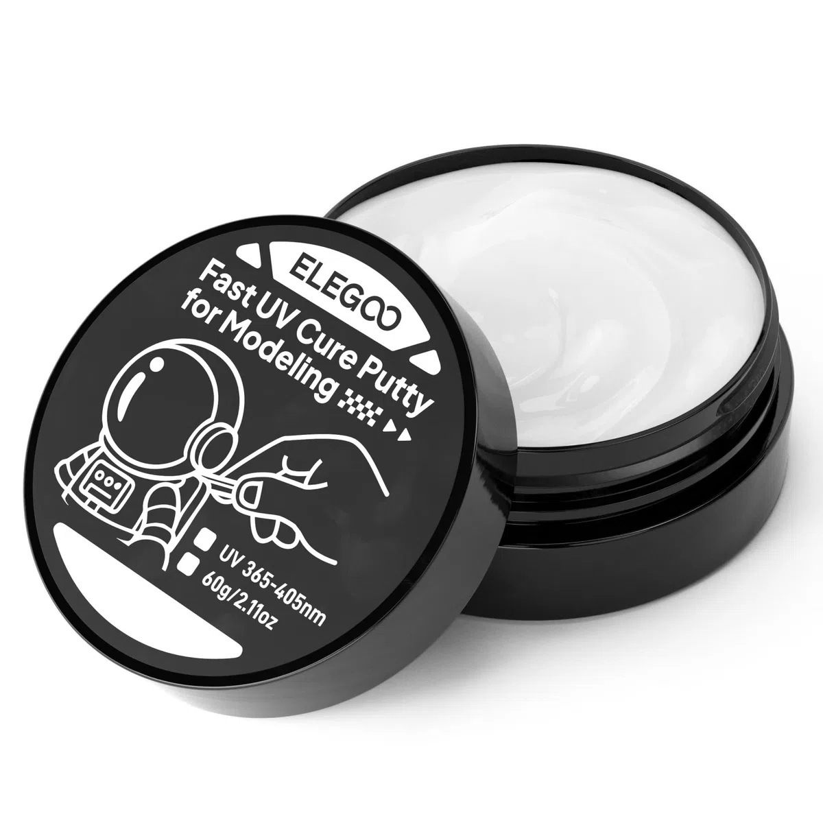ELEGOO UV-Kitt zum Modellieren, 365–405 mm, UV-Licht, schnell härtender Ton zur Reparatur von Miniaturmodellen (weiß, 60 g)