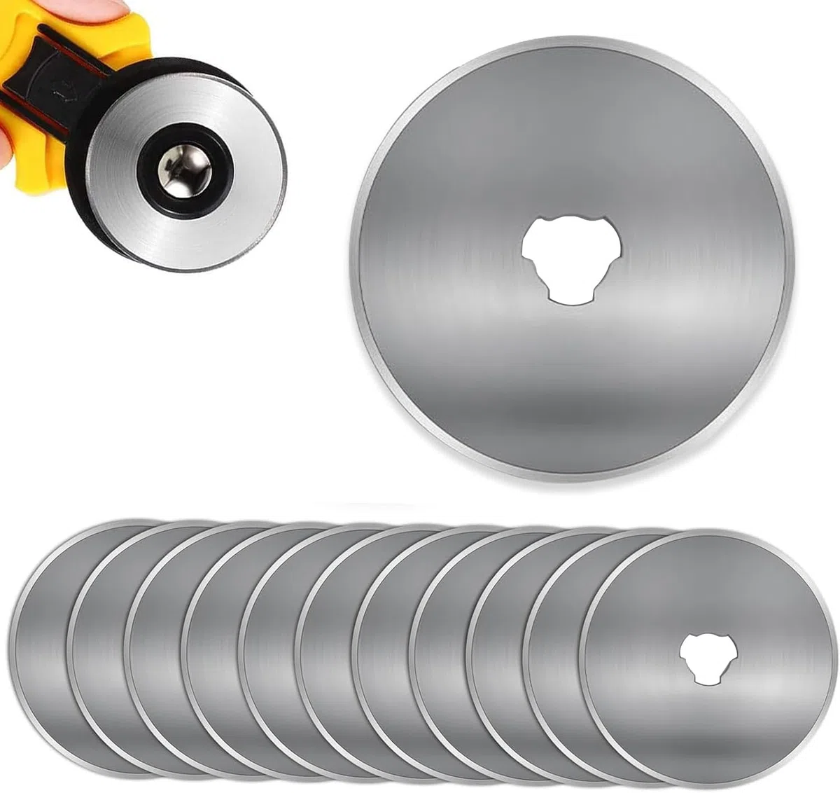 Rollschneider Ersatz Klingen,Rollschneider Ersatzklingen 45mm Rundklinge,12 Stück Rollschneider Ersatz Klinge,für Quilten Papier Stoff Scrapbooking Nähen Stoffschneider