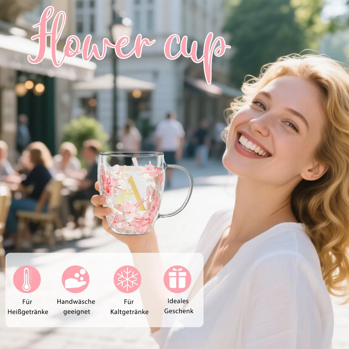 Geschenke für Frauen Latte Macchiato Gläser Geburtstagsgeschenk für Frauen Doppelwandige Kaffeegläser Personalisierte Weihnachten Valentinstag Muttertag Geschenk für Sie Brautjungfer Teegläser