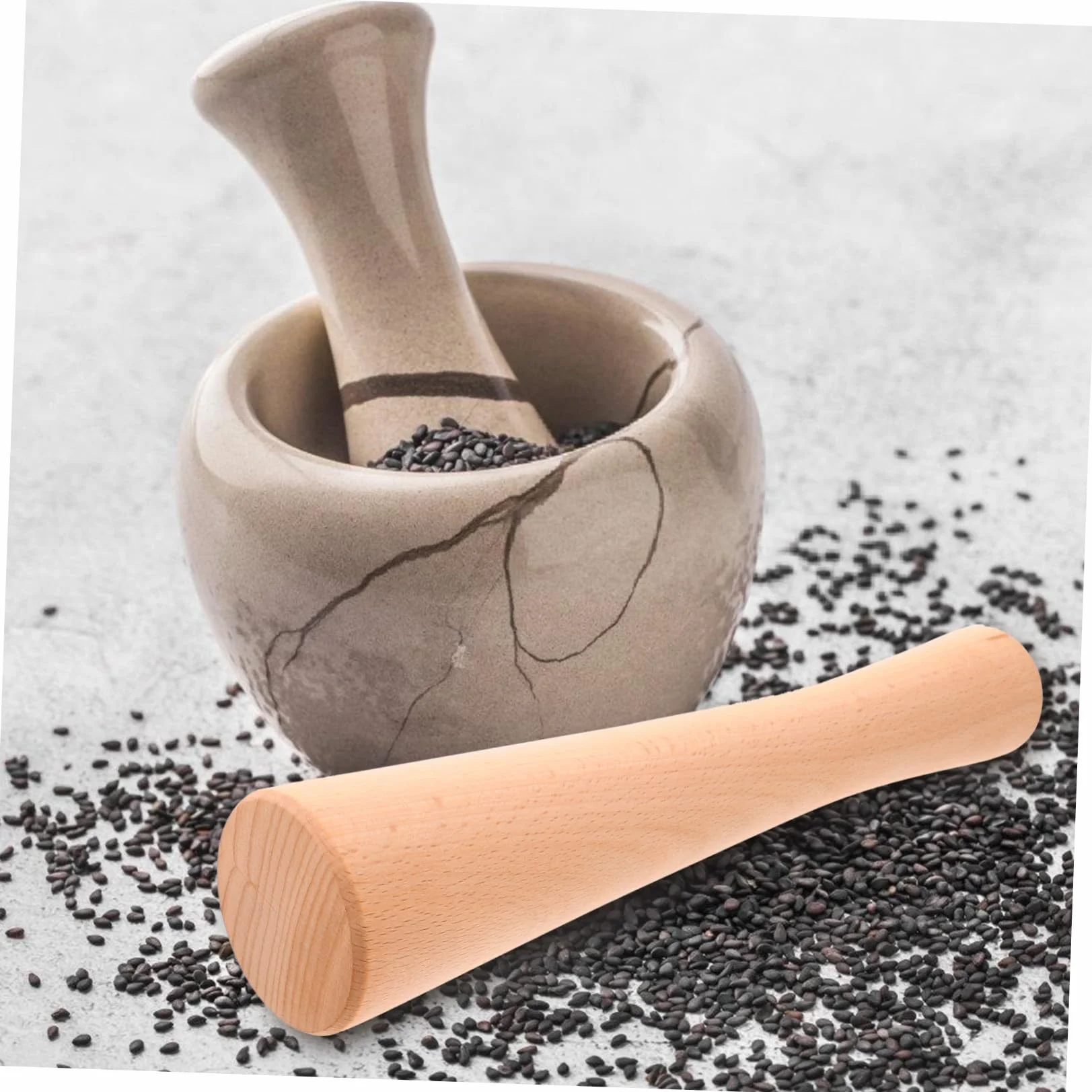 BESTYASH Holzstampfer Mit Ergonomischem Griff 11.81 Zoll Hölzerner Sauerkrautstampfer Für Fermentieren Küchenwerkzeug Für Gemüse Komfortabler Food Masher Für Haushalt Und Einmachgläser
