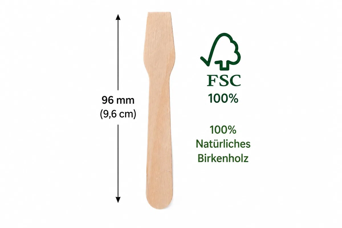1000 Eislöffel Birke 9,6 cm | biologisch abbaubar | Nachhaltiges Besteck | Einwegbesteck | Holzbesteck