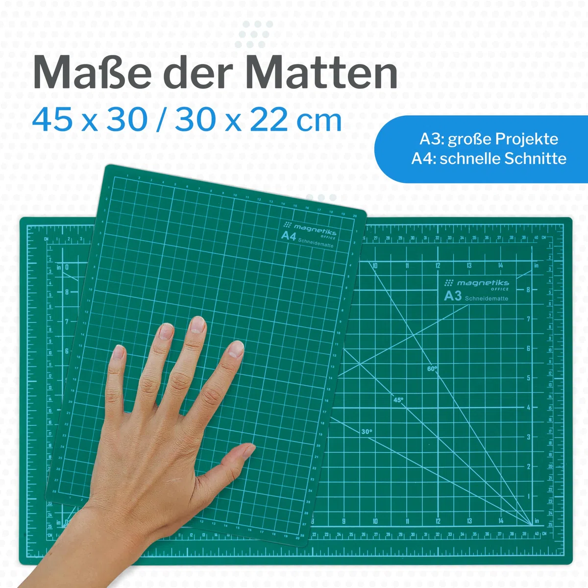 Schneidematte 2er Set - DIN A3 und DIN A4 im 2er Set Schneideunterlage - selbstheilend doppelseitig grün