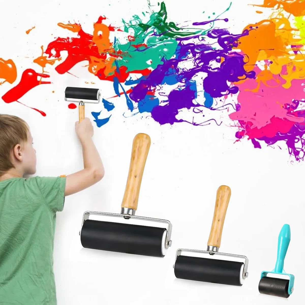 6 Stück Druckfarbenroller, 3 Größen Gummiwalzen für Linol, Fliesen und Blockdruck, Bastelstempel, DIY-Kunstprojekte – Hochwertige Farbroller für den professionellen Einsatz