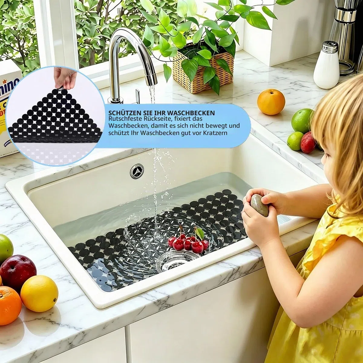 2er-Set Schutzmatte für Küche, 30 x 40 cm Rutschfeste Spülbeckenmatte Zuschneidbare Abtropfmatte Geschirr, PVC Spülbeckenmatte, Edelstahl Keramische Spülbecken Schutzmatte, Gegen Kratzer im Spülbecke