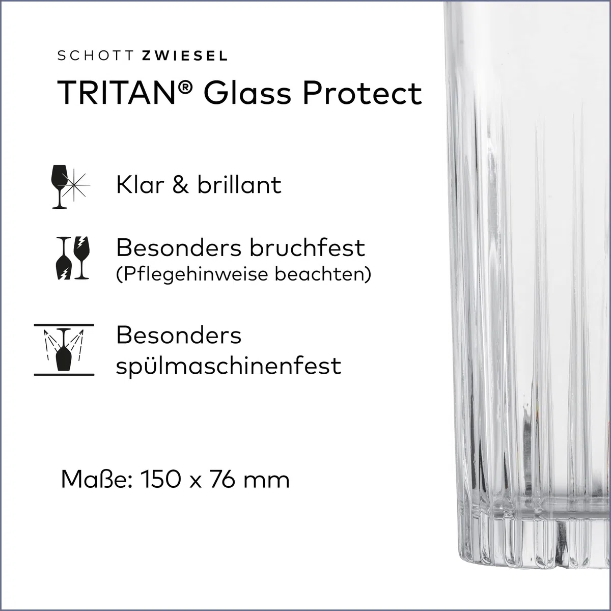 SCHOTT ZWIESEL Longdrinkglas Stage (4er-Set), Trinkglas für Longdrinks mit Relieff, spülmaschinenfeste Kristallgläser (Art.-Nr. 121880), Kristall
