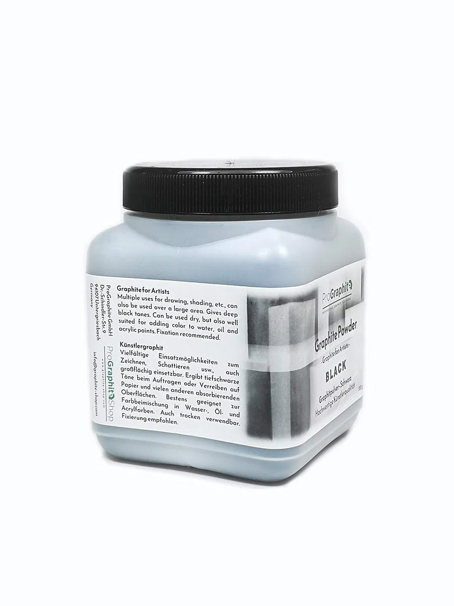 ProGraphite Künstlergraphit I 185 g I schwarz I Naturgraphit I Künstler Pulver I Naturgrafit zum Zeichnen Schattieren usw. I Graphite Powder I für Handwerker I Graphitpulver Zeichnen