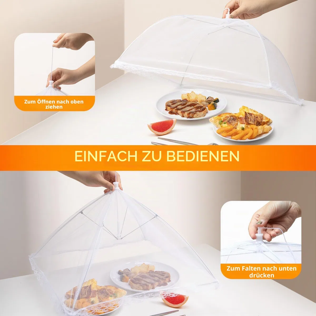 Fliegenhaube, Vintoney 6er Faltbare Abdeckhaube lebensmittel abdeckung zelt obsthaube Kuchenabdeckung Abdeckung Fliegen-Schutz für Essen Lebensmittel Grill partys Buffets Camping Picknicks Pop-Up