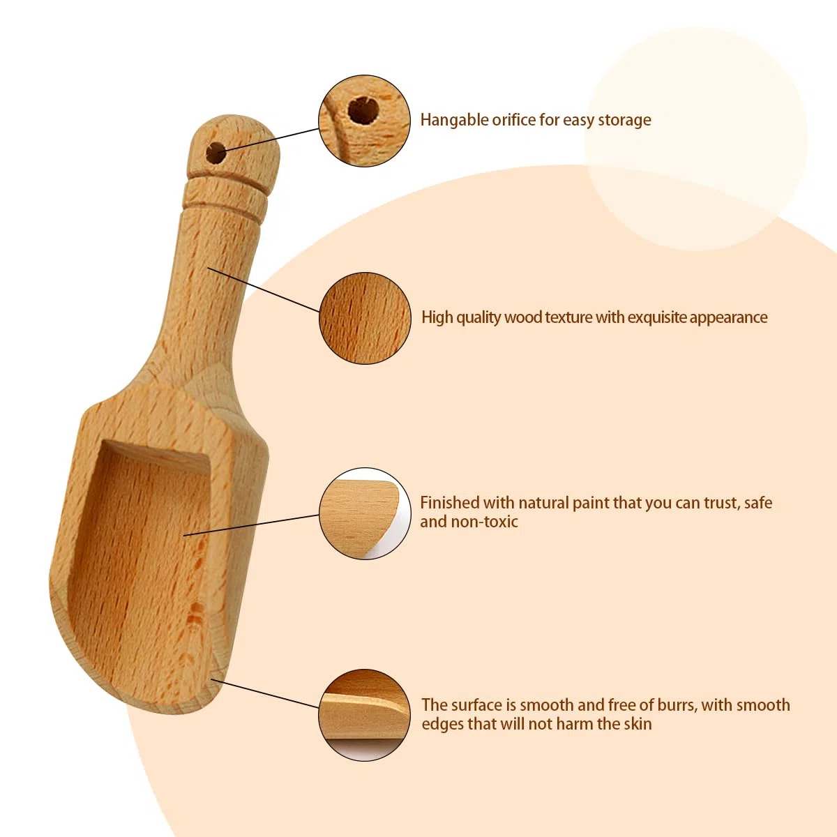 Set mit 3 Mini-Salzlöffeln aus Holz – natürliche Schaufeln für Badesalz, Süßigkeiten, Honig, Gewürze, Zucker und Teepulver von Jagowa