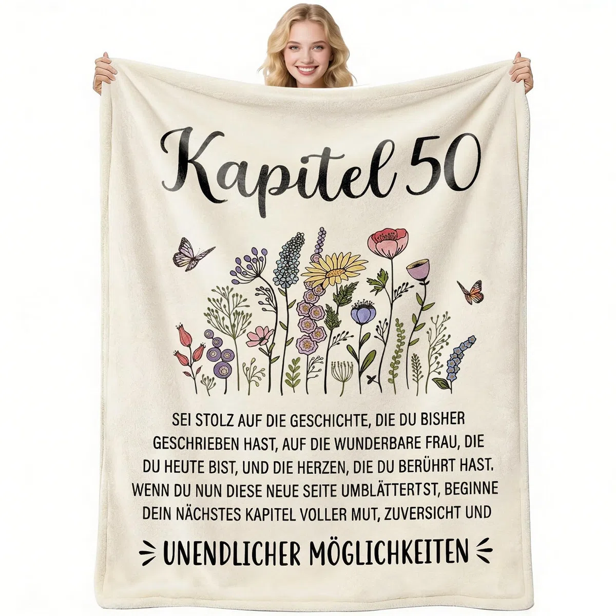 Geschenke zum 50. Geburtstag für Frauen, Flanell-Wohndecke 130 x 150cm, Geschenk für eine 50-jährige Frau, Geschenk für Sie aus dem Jahr 1976, Geburtstagsgeschenke für Damen, Mama, Oma, Ehefrau
