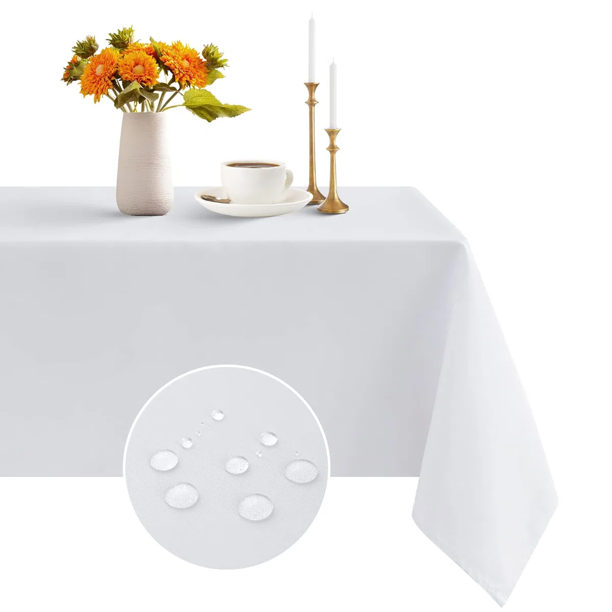 Romanstile Tischdecke Outdoor abwaschbar 140x240 weiß rechteckig,wasserabweisend wettefest Tischtuch Tablecloth Tischwäsche für Geburtstag,Party,Garten,Hochzeit,Feste,Frühling,Ostern,Gartentisch