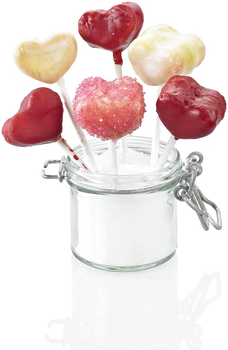 Lurch 83024 FlexiForm Cake Pops Herz 20fach / Backform für 20 Cake Pops in Herzform aus 100% BPA-freiem Platin Silikon, Cotton Candy, 20 x 24 x 3.7 cm