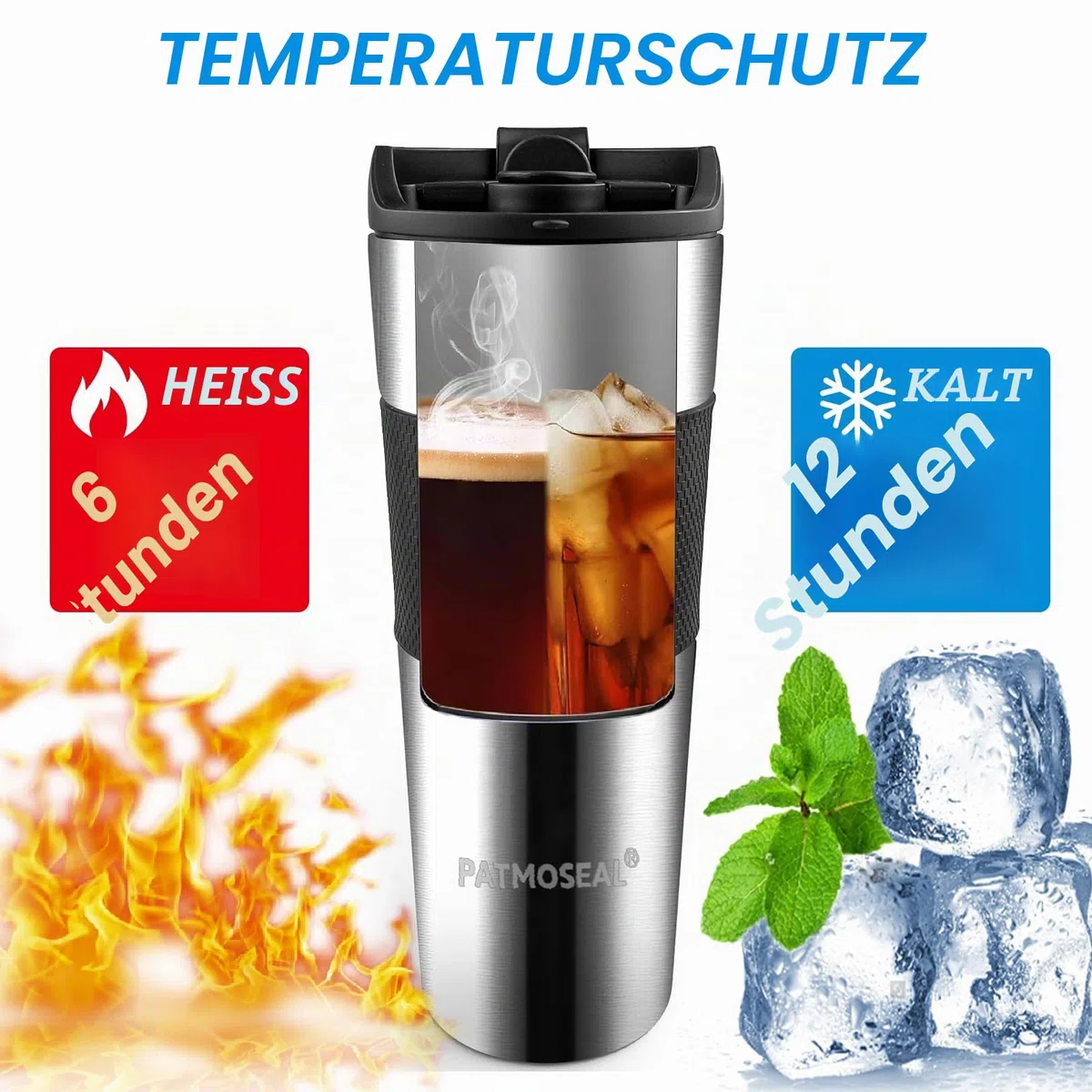 French Press Thermobecher 450 ml – Isolierter Reisebecher mit Edelstahlfilter, auslaufsicher, doppelwandig – Kaffeebereiter To Go für Büro, Pendeln, Reisen & Camping