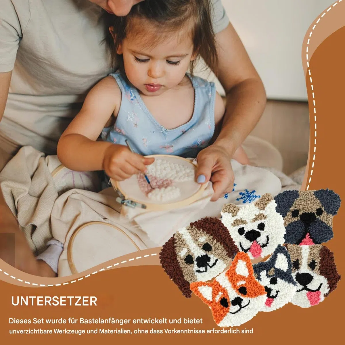 Renchey Punch Needle Set,Stick-Set mit Tiermotiven für Anfänger - Rundrahmen Werkzeug Mit Garn Für Häkelarbeiten Zuhause Und Im Kunstunterricht Mit Stickzubehör