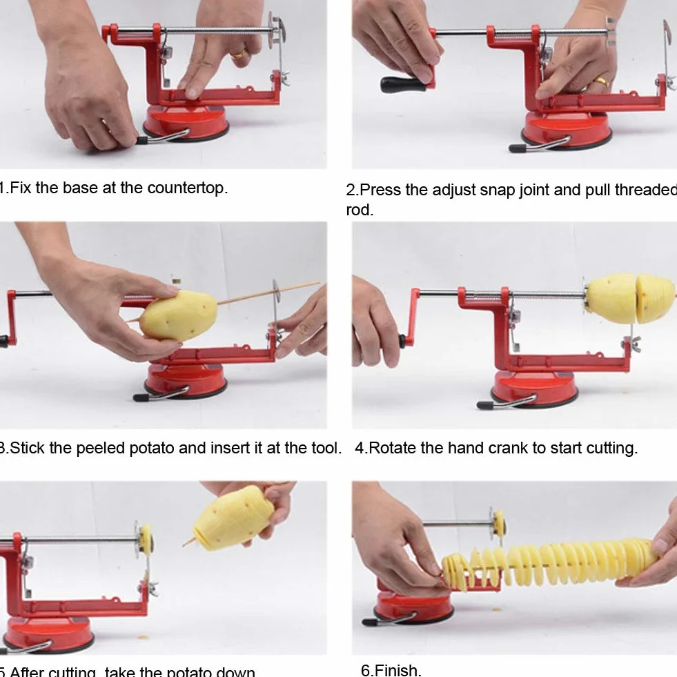 Wakects Potato Twister,Manuelle Spirale Kartoffel,Potato Twister Edelstahl Manuelle Spiralschneider Kartoffelschneider Cutter Saugbasis Küchenwerkzeug