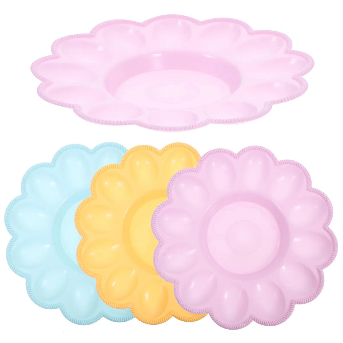4 Stück Eierhalter Kunststoff Eier Aufbewahrungstablett Für Kühlschrank Und Tisch Zufällige Farben 24X24X3 Cm