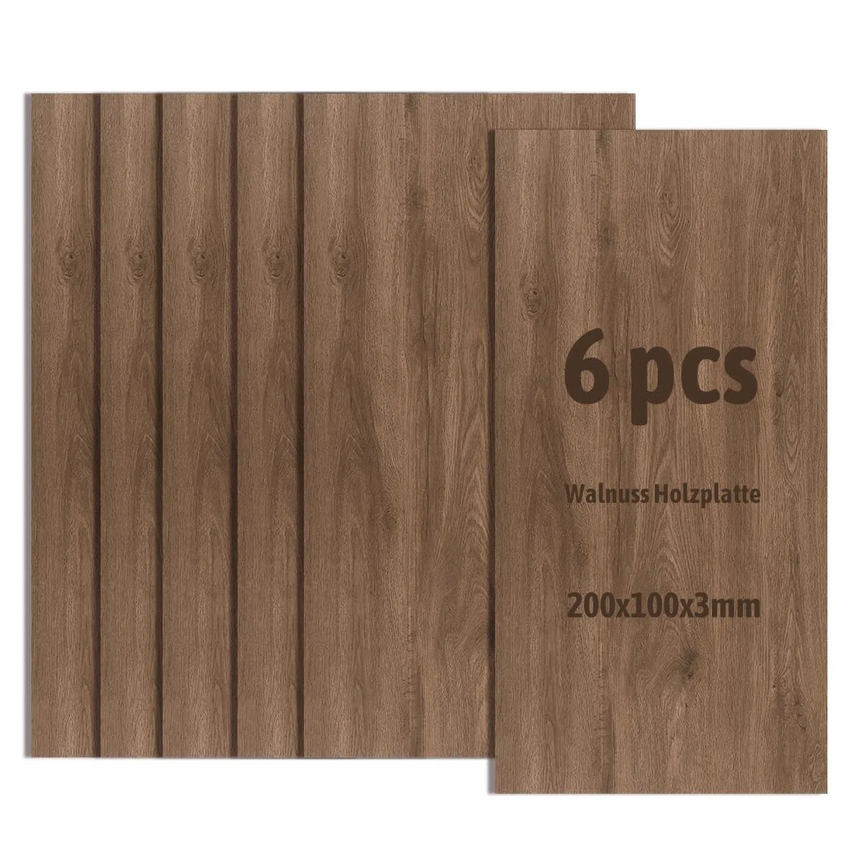 6 Stück Walnuss Holzplatte,Nicht-Sperrholzplatte,Unbehandeltes Bastelholz für Modellbau,Laserschneiden,Lasergravieren,Brandmalerei (200x100x3mm)