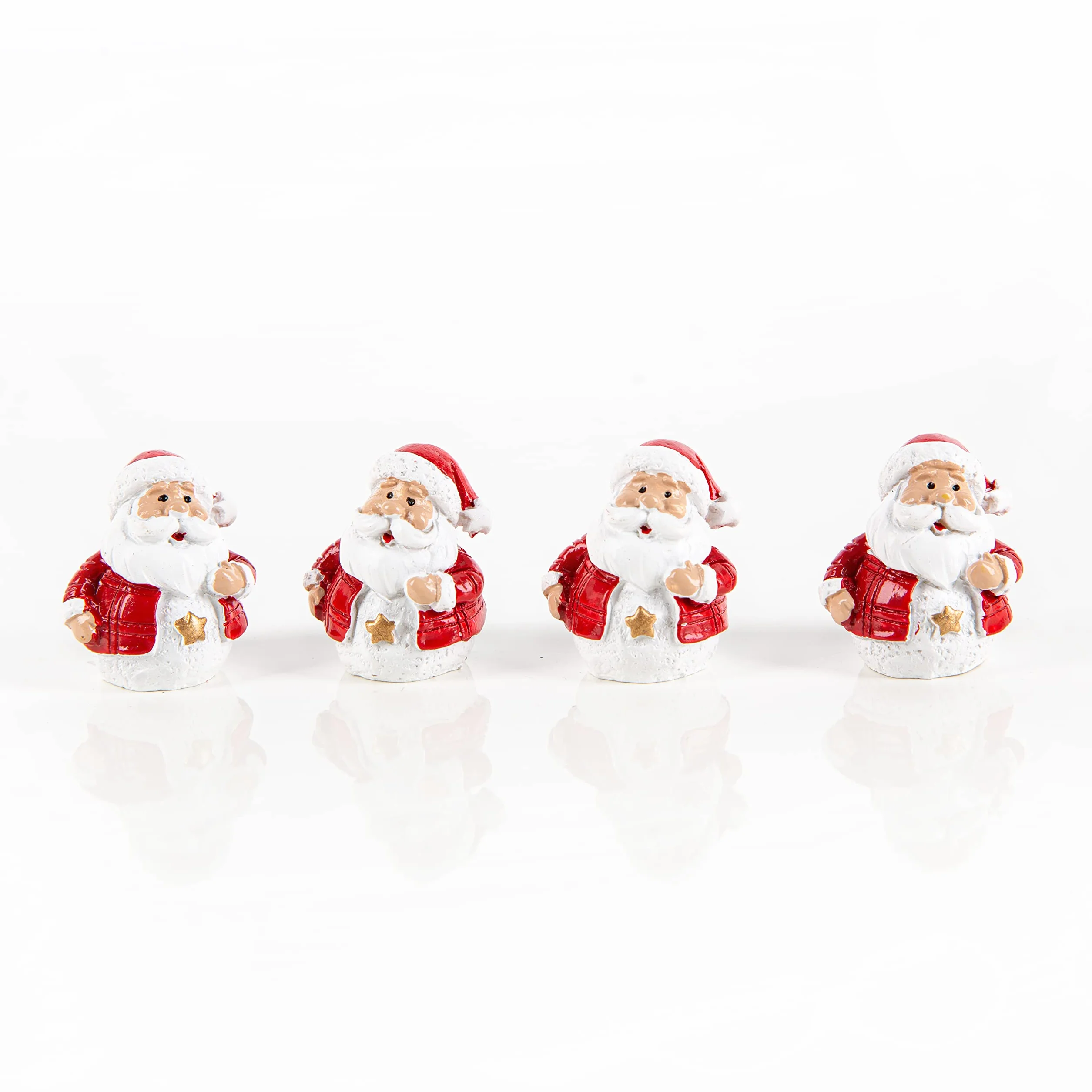 Logbuch-Verlag Mini Nikolaus Figuren 3 cm – 12 Stück kleine Weihnachtsmänner rot-weiß mit goldenem Stern – Tischdeko & Wichtelgeschenk Weihnachten