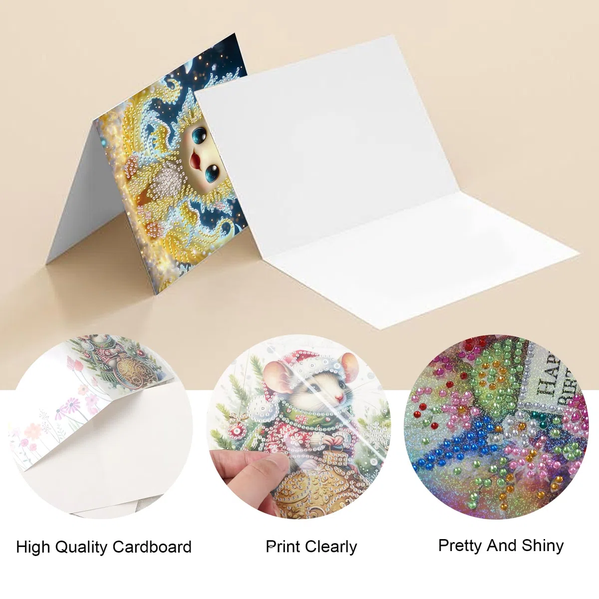 DCIDBEI 6 Stück Diamond Painting Grußkarte Diamond Painting Karten 5D DIY Diamant Painting Grußkarten Geschenk für Freunde und Familie Glückwunschkarten Geschenkkarte Geburtstagskarte Kleiner Drache
