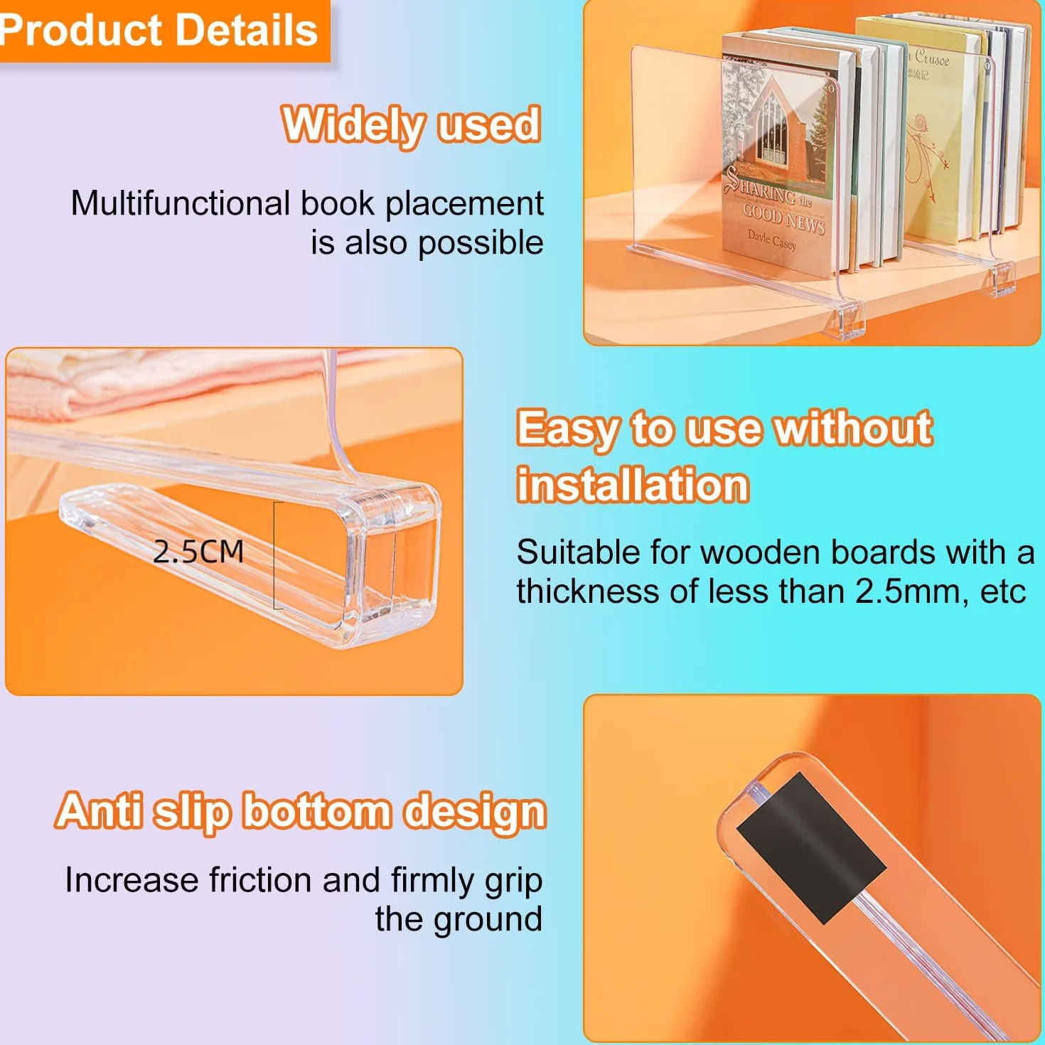 8 Stück Transparente Regaltrenner Kleiderschrank,30x20cm Shelf Divider Acryl, Multifunktionaler Schrank Regal Trenner, für Schlafzimmer, Aufbewahrung