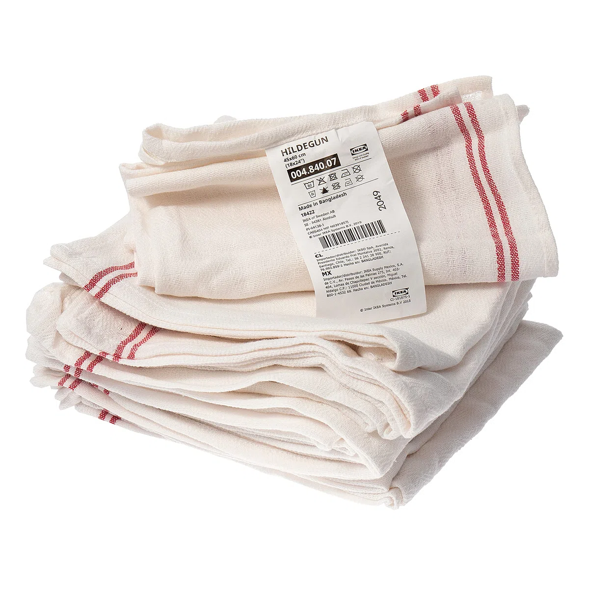 IKEA HILDEGUN Geschirrtücher, weiß/rot gestreift, 45 x 60 cm, 12 Stück
