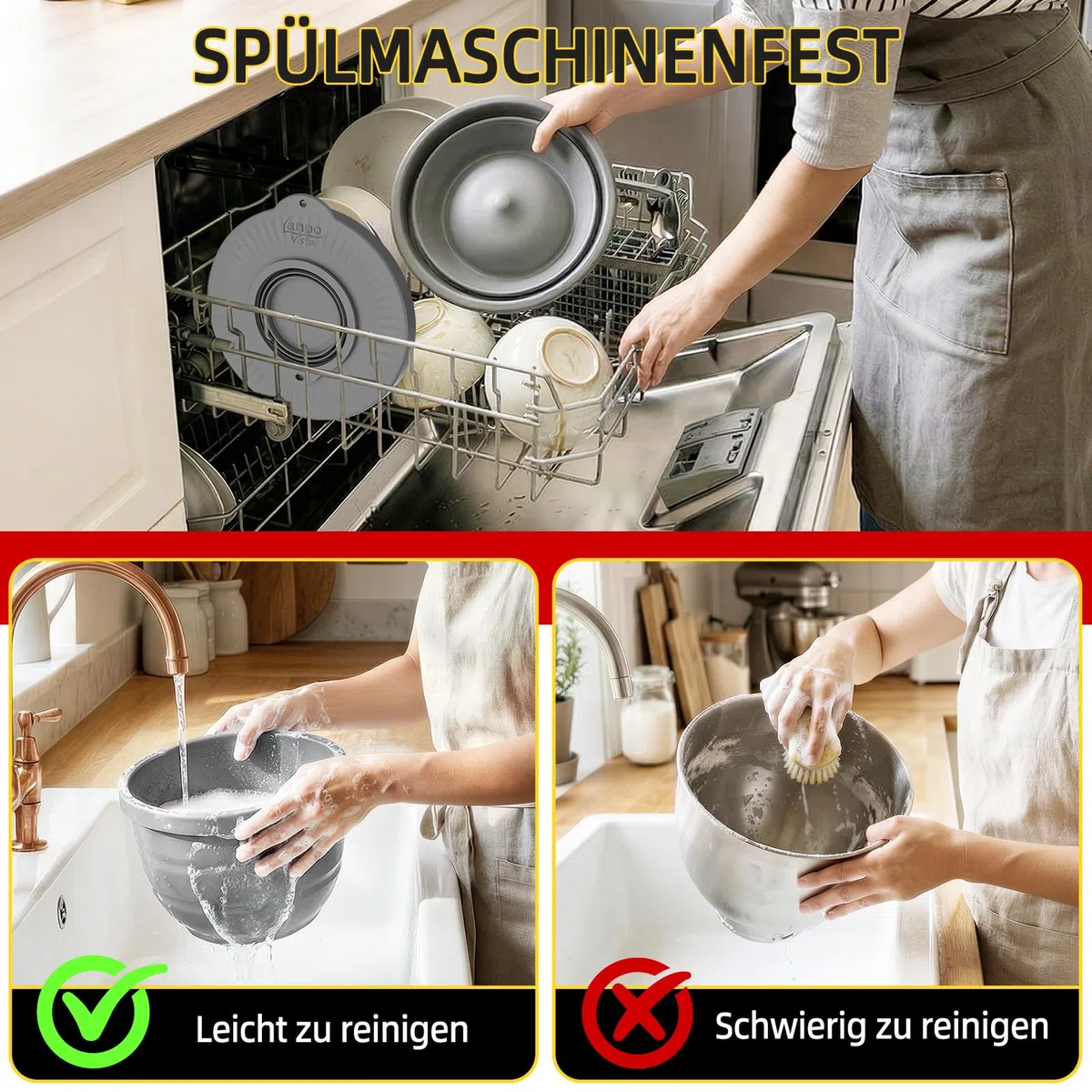 Kitchen Aid Zubehör, Lebensmittelechter Silikon Spritzschutz, Rührschüssel Abdeckung für 4.5-5 QT Artisan Kipp-Kopf Standmixer, 3-in-1 Silikon Mixerschüssel Set,Geschenkbox