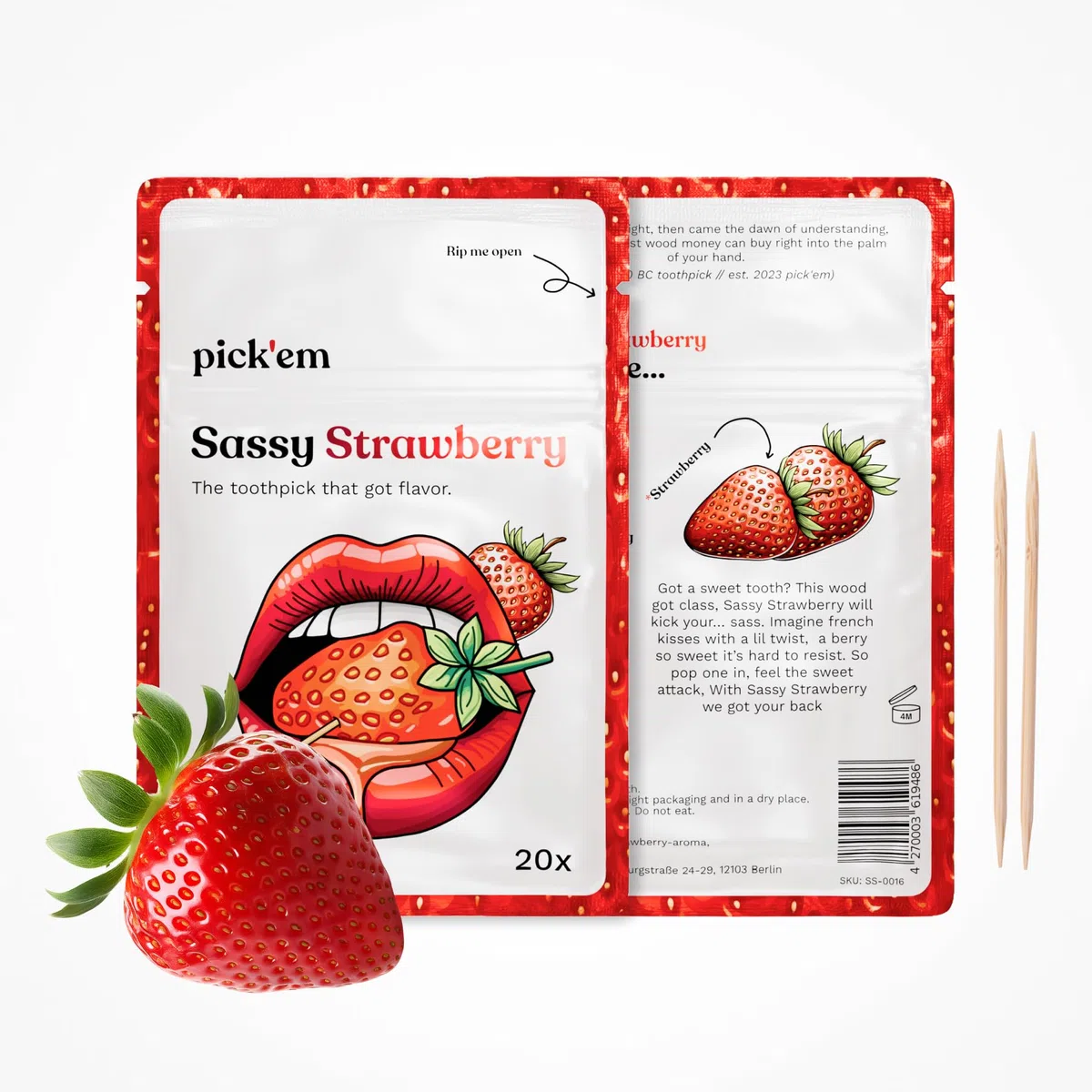 pick'em Zahnstocher mit Geschmack 6-Pack XXL [120x ZAHNSTOCHER MIT GESCHMACK] - Minze, Mango, Cola, Wassermelone, Pfirsich, Erdbeere - Zahnstocher mit Geschmack - aromatisierte Zahnstocher