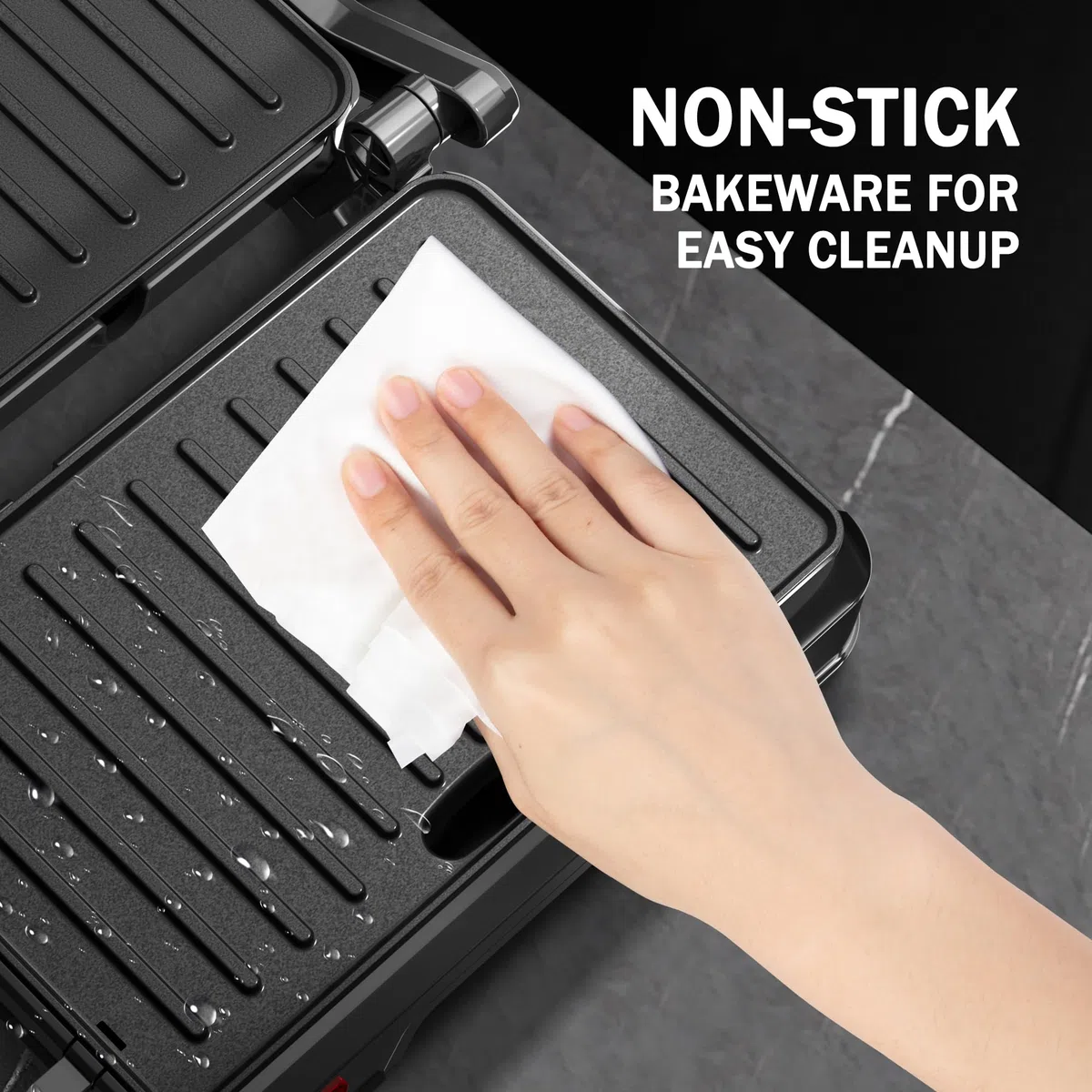 KEINVE Kontaktgrill für Sandwiches, Steak, Panini Grill und Sandwichmaker mit Antihaftbeschichtet, 850W, 23 x 14,5cm, 180º Öffnung, Leicht zu Reinigen.