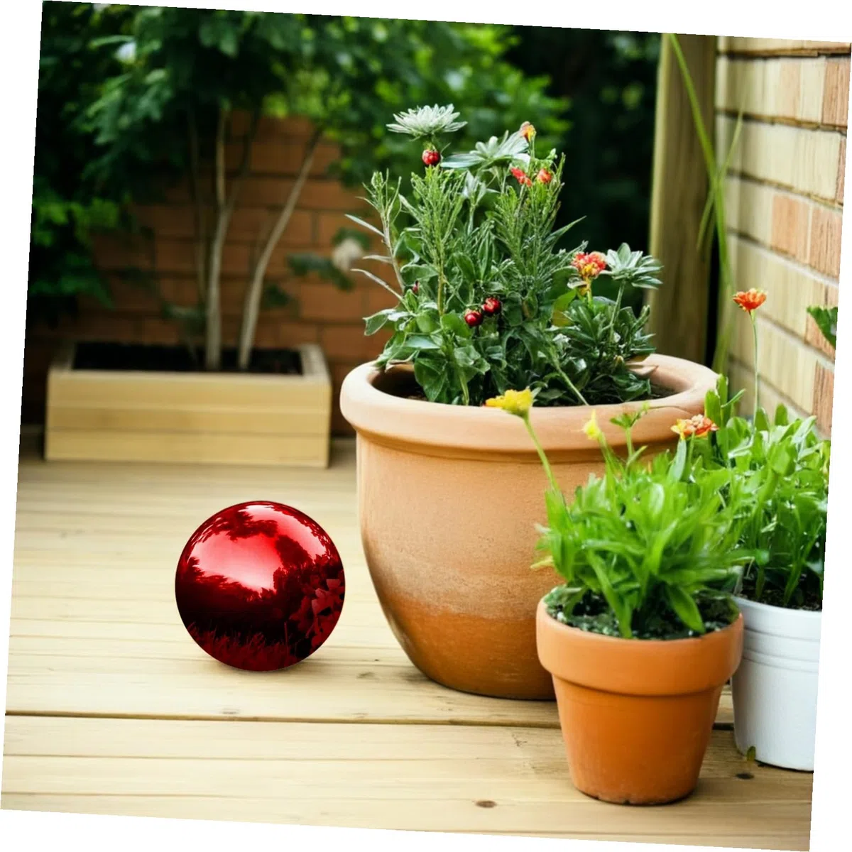 HEMOTON Gartenkugel Edelstahl Reflektierende Kugel Rubinrot 150mm Hochglanzpoliert Gartendeko Kugel für Draußen Tischschmuck Spiegelkugel Dekoration Rostfreier