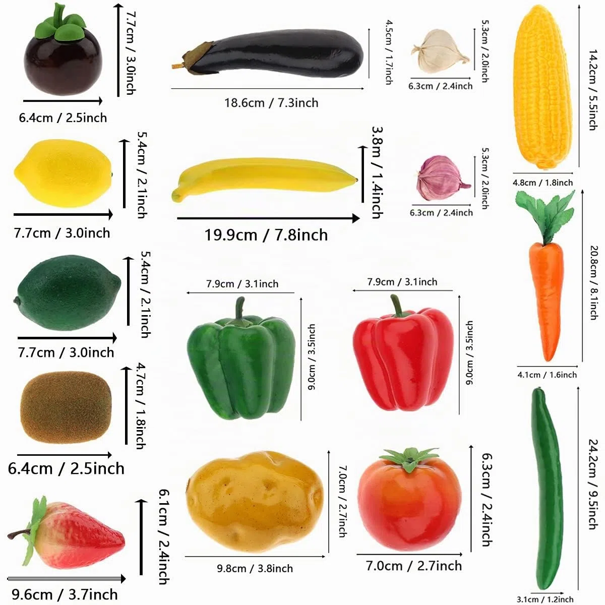 16 Pcs Künstliches gemüse, Plastik Gemüse und Obst deko, Künstliche Obst und Gemüse Für Dekoration